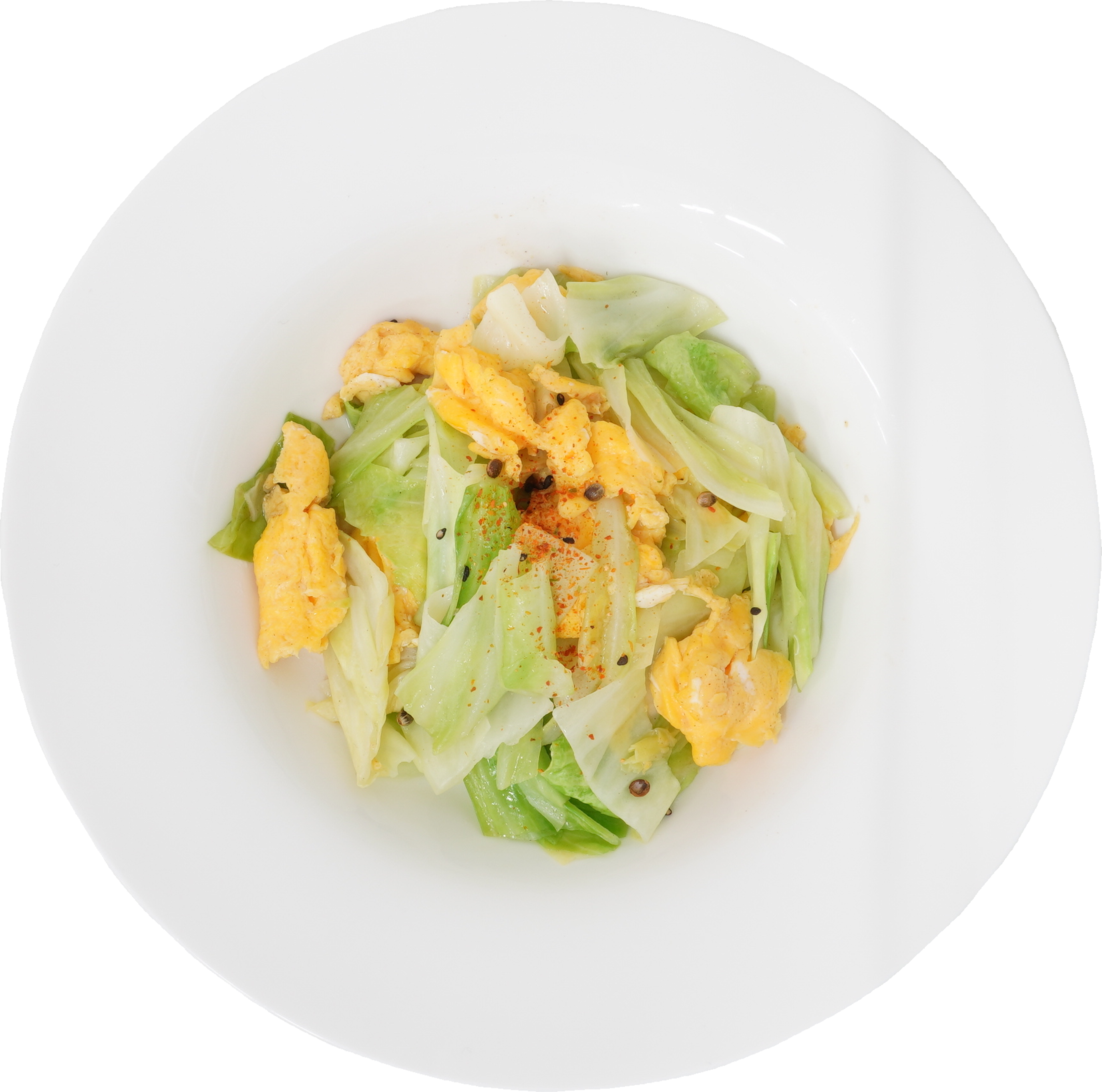 キャベツと卵の炒め物｜商用可フリー画像・背景透過