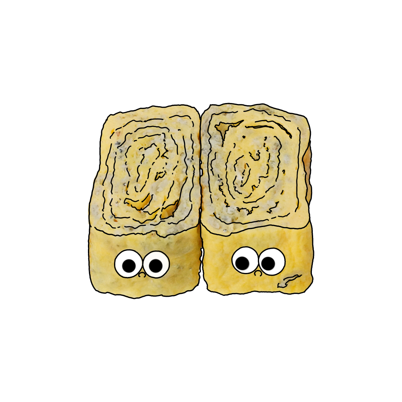 卵焼き（しらす）のイラスト｜商用可フリー画像・背景透過