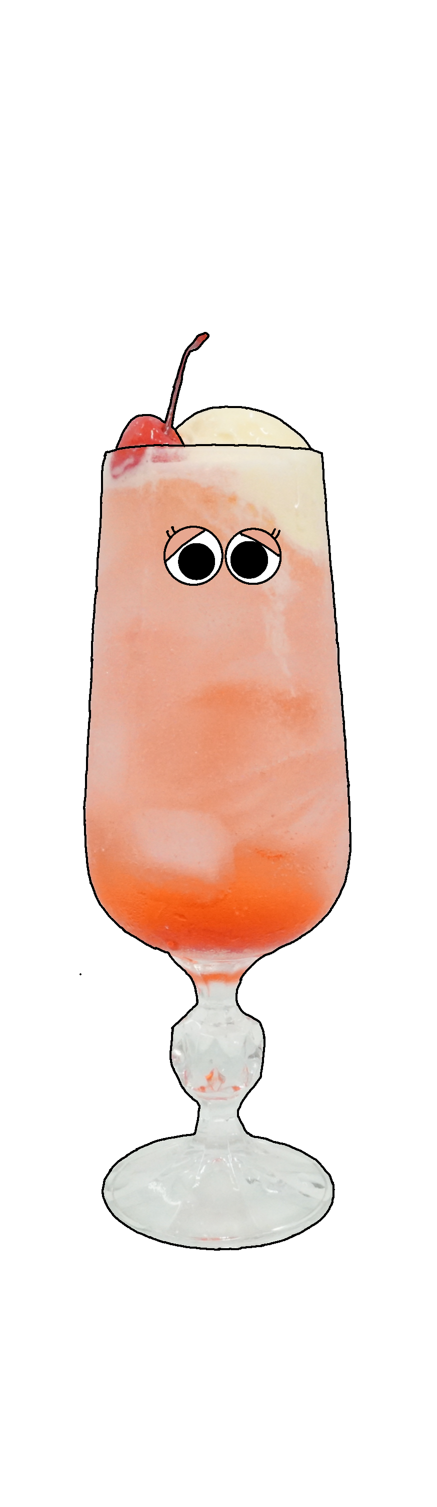 クリームソーダ（赤）のイラスト｜商用可フリー画像・背景透過